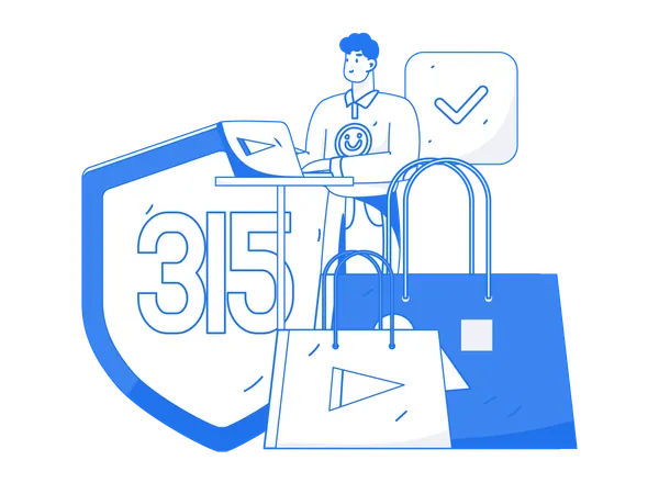 Man doing 315 shopping rights protection  Illustration