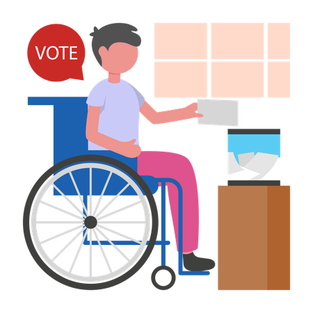Man doing Accessible Voting  Illustration