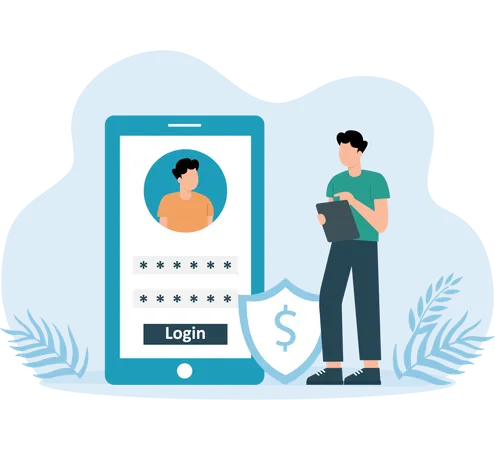 Man doing Account Login  Illustration