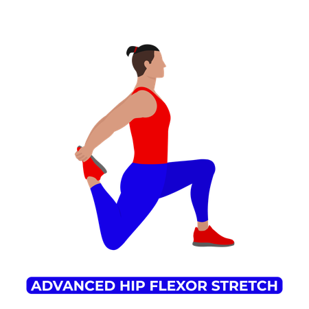 Man Doing Advanced Hip Flexor Stretch  일러스트레이션