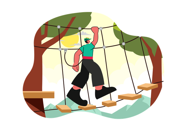 Man doing adventure activity  Illustration