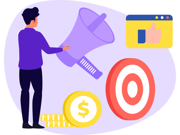 Man Doing Affiliate Marketing  Illustration