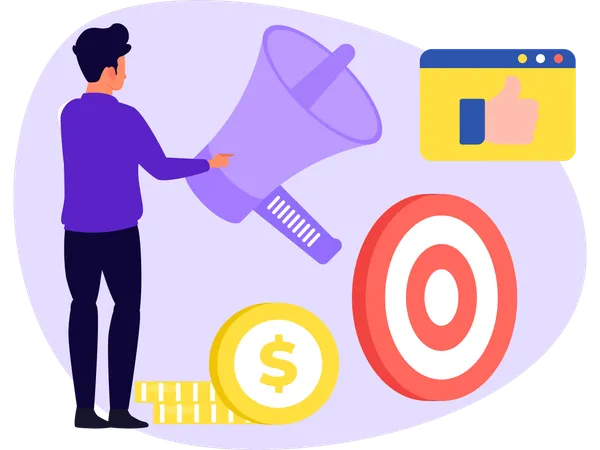 Man Doing Affiliate Marketing  Illustration