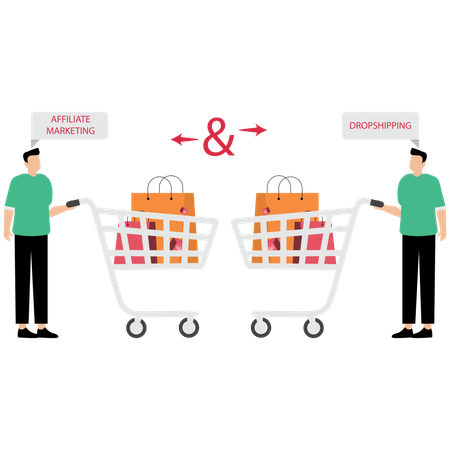 Man doing Affiliate Marketing and Drop shipping  Illustration
