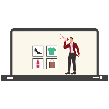 Man Doing Affiliate Marketing  Illustration