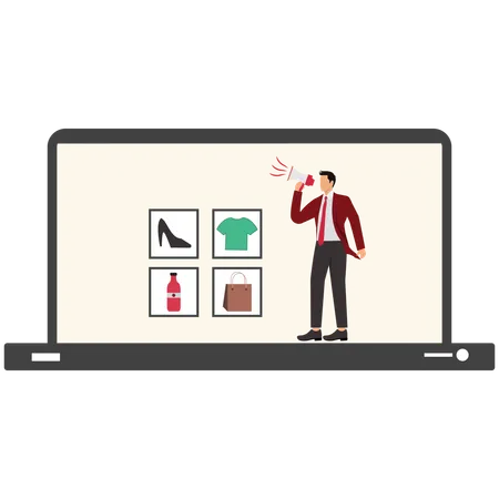 Man Doing Affiliate Marketing  Illustration