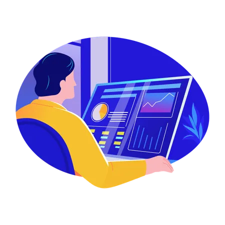 Man Doing ai analyst auditing dashboard report  Illustration
