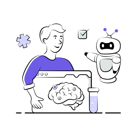 Man doing Ai Diagnosis  Illustration