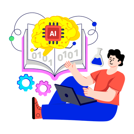 Man doing Ai Learning  Illustration