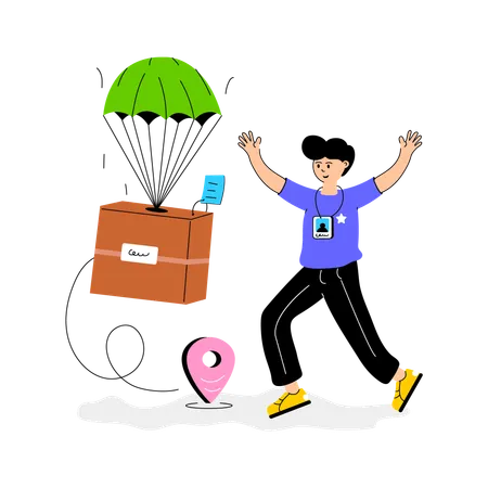 Man doing Air Shipping  Illustration