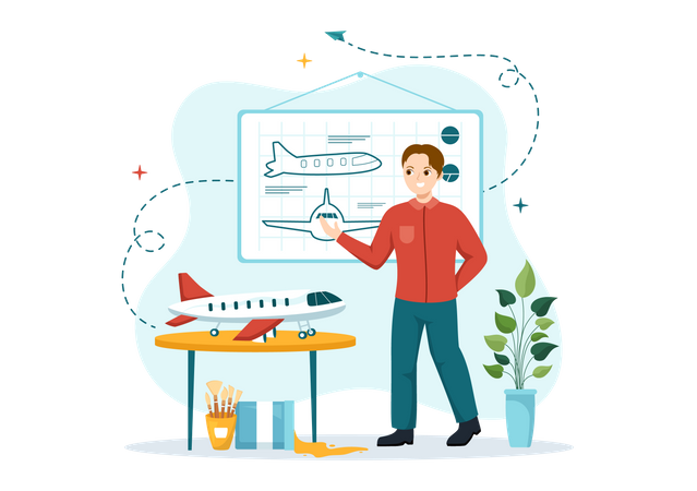 Man doing Aircraft Modelling and Crafting  Illustration