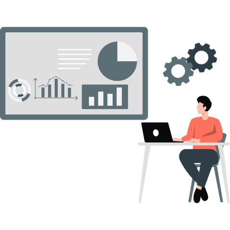 Man doing analysis business growth  Illustration