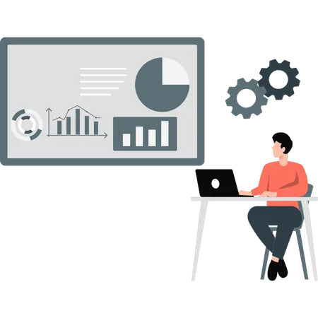 Man doing analysis business growth  Illustration