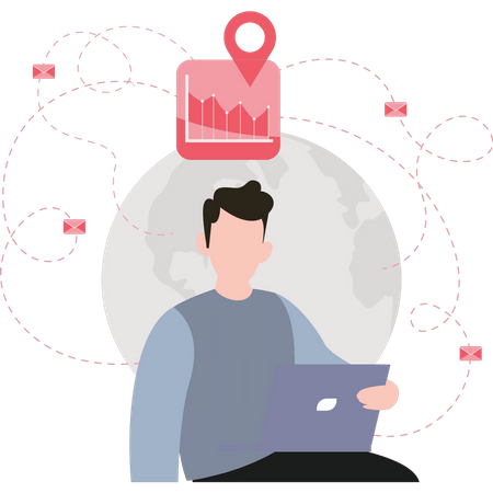 Man doing analysis chart  Illustration
