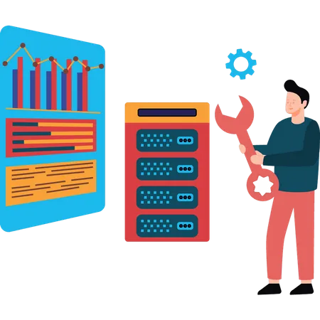 Man doing analytical management  Illustration