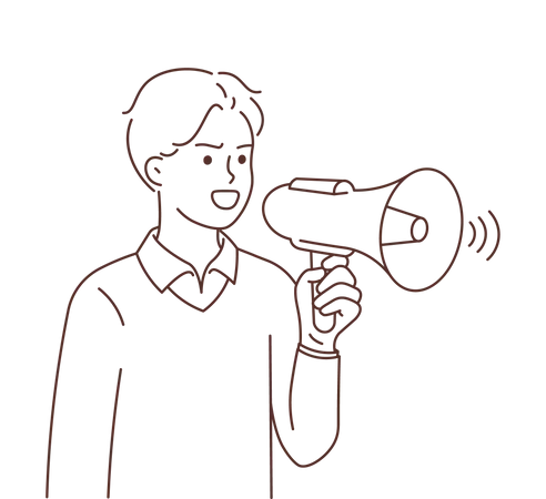 Man doing announcement in megaphone  Illustration