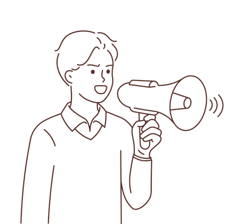 Man doing announcement in megaphone  Illustration