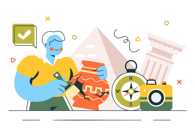 Man doing Archeological work  Illustration