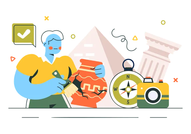 Man doing Archeological work  Illustration