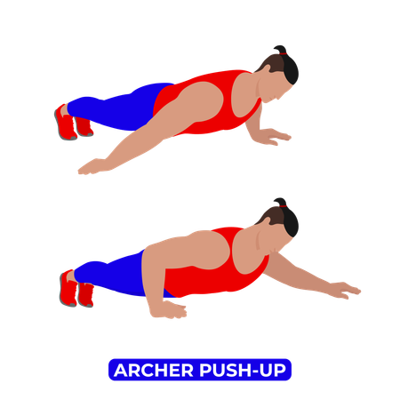 Man Doing Archer Push Up Exercise  Illustration