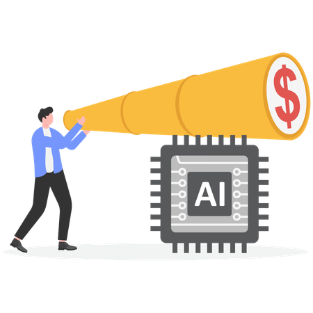 Man doing Artificial intelligence Investment  Illustration