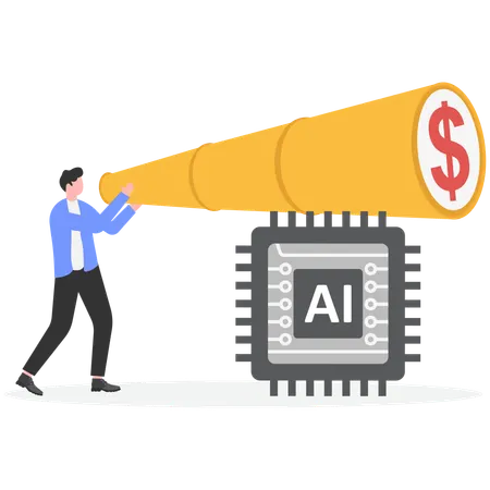 Man doing Artificial intelligence Investment  Illustration