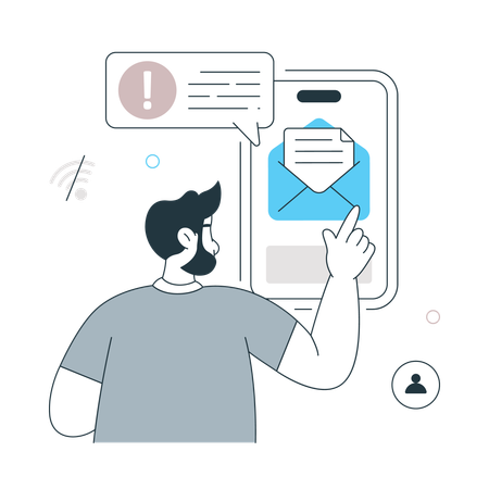 Man doing Asynchronous Communication  Illustration