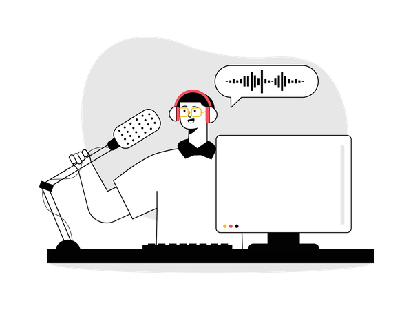 Man doing audio broadcasting  Illustration