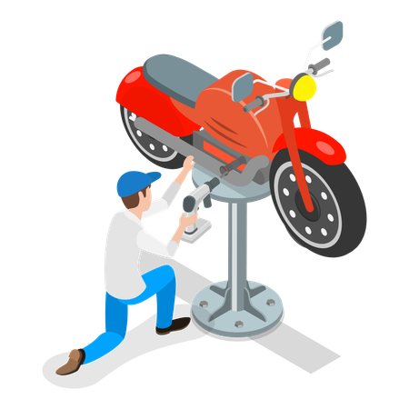 Man doing Auto Repair Services  Illustration