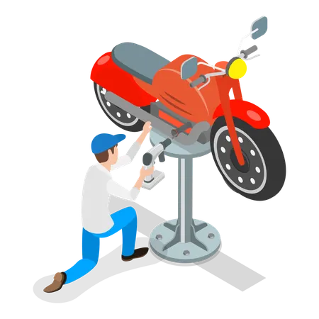 Man doing Auto Repair Services  Illustration