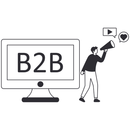 Man doing B2B Marketing  Illustration