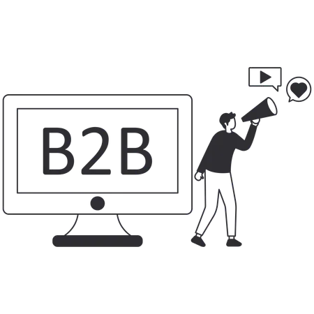 Man doing B2B Marketing  Illustration