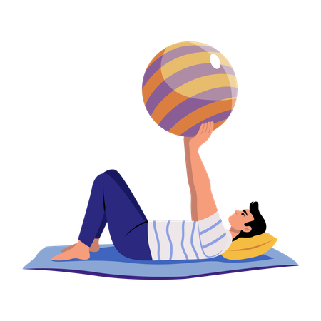 Man doing ball exercise  Illustration
