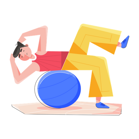 Man doing Ball Workout  Illustration