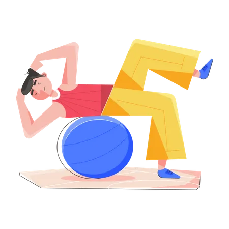 Man doing Ball Workout  Illustration