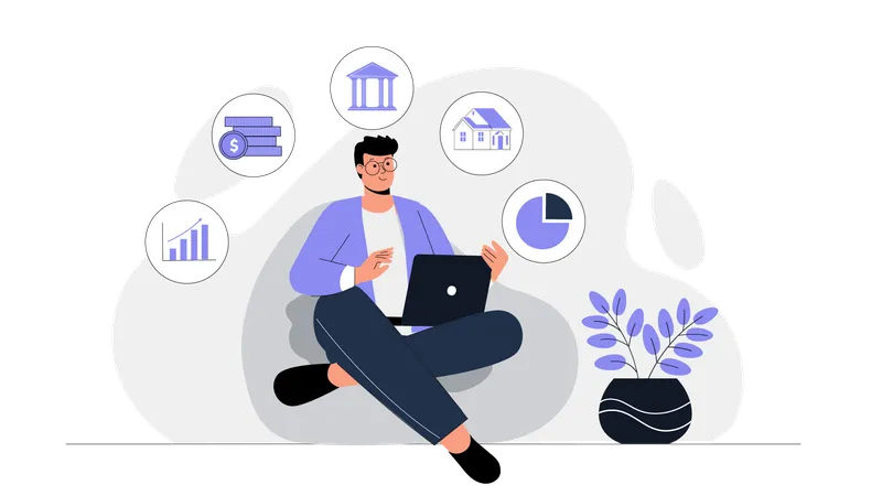 Man doing bank investment  Illustration