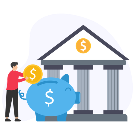 Man doing Bank Investment  Illustration