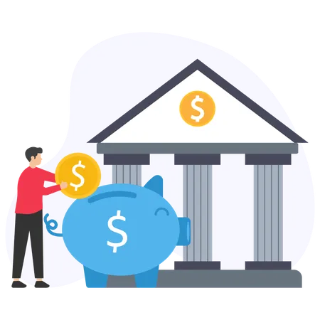 Man doing Bank Investment  Illustration