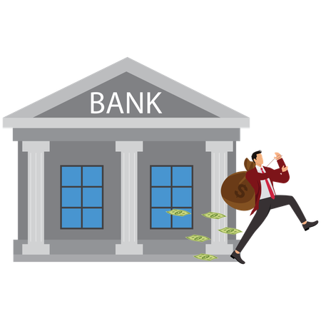 Man doing bank robbery  Illustration