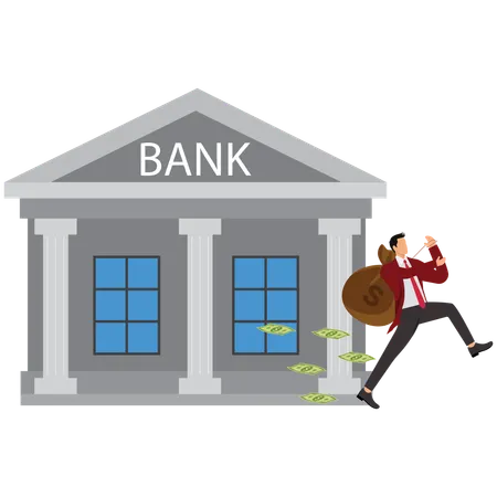 Man doing bank robbery  Illustration