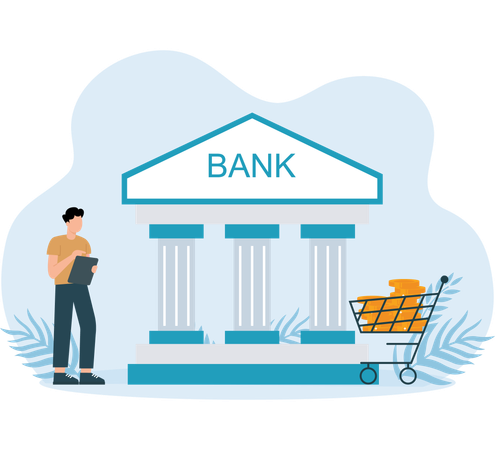 Man doing Bank Shopping  Illustration