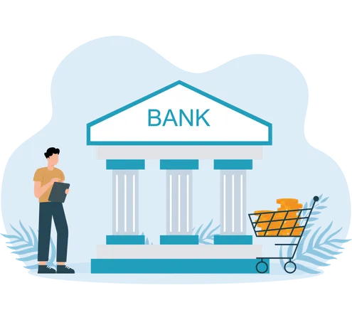 Man doing Bank Shopping  Illustration