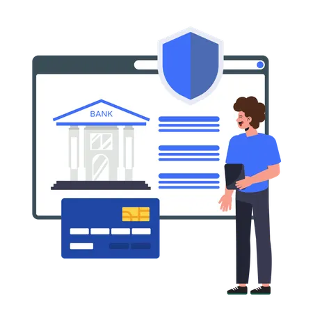 Man doing banking Web app login  Illustration
