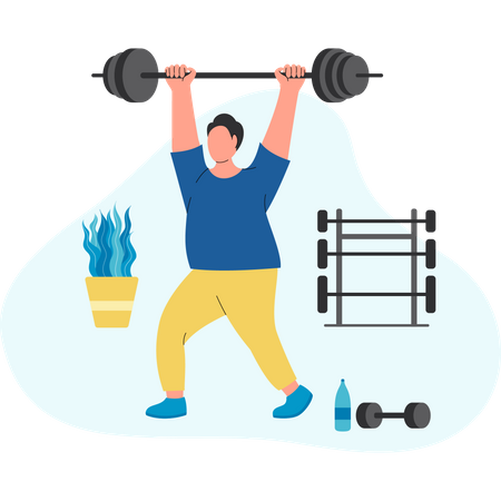 Man doing Barbell Exercising  Illustration