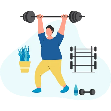 Man doing Barbell Exercising  Illustration