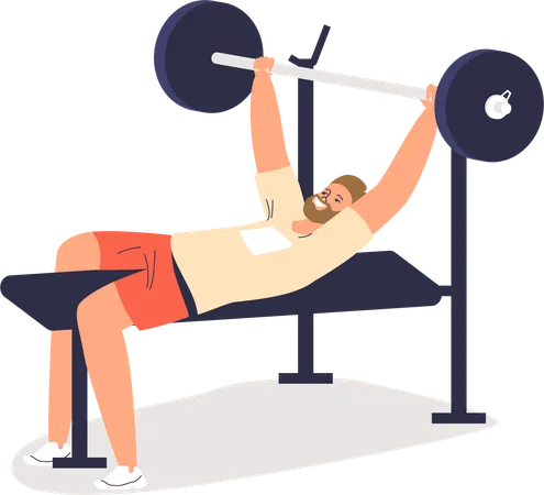 Man doing barbell gym press  Illustration