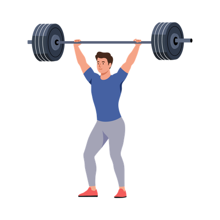 Man doing barbell press in gym  Illustration