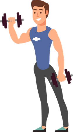 Man doing barbell workout  Illustration