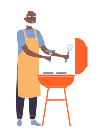 Man doing barbeque  Illustration