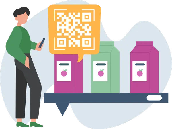 Man doing Barcode Scanning to purchase juice drink  Illustration